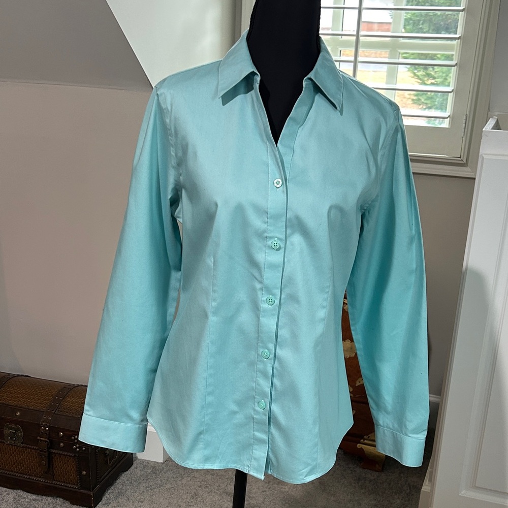 Chico’s Aqua Button-Up Women's Top